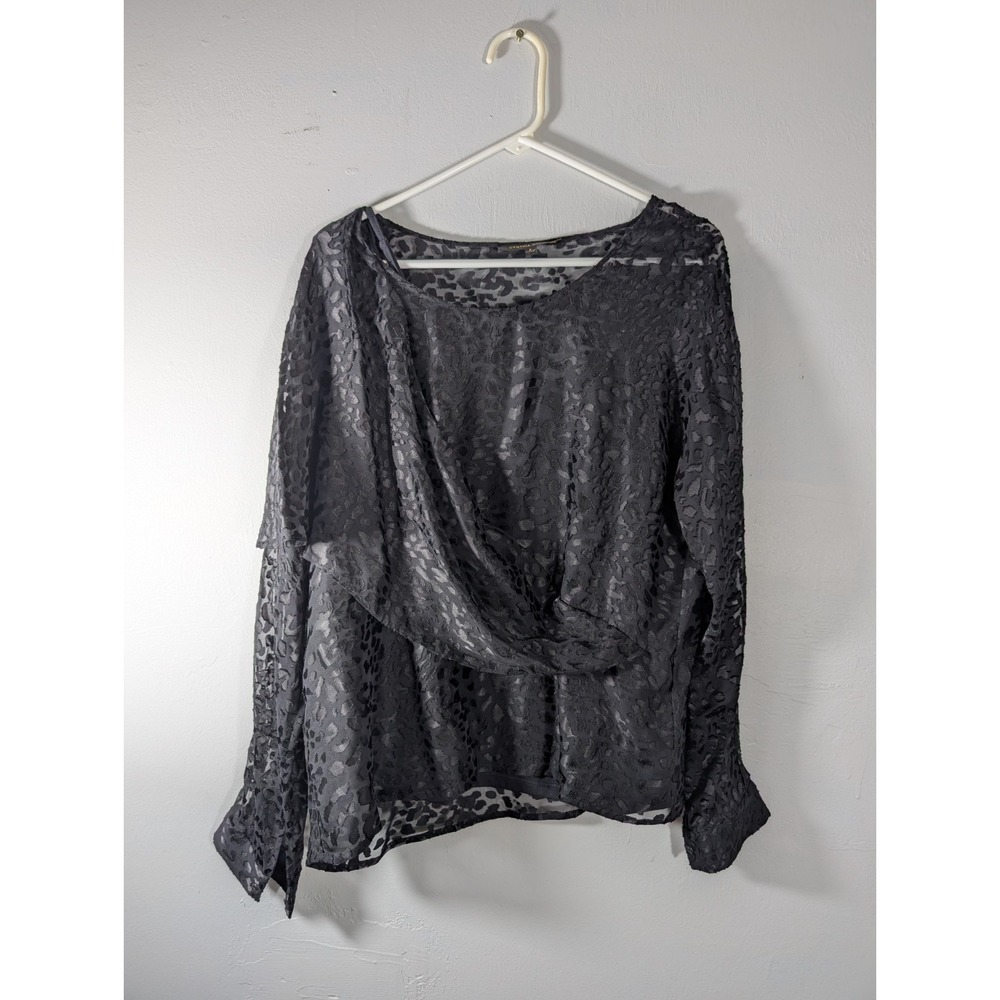 Cynthia Steffe Sheer Black leopard‎ Size 6 Blouse  Retail $245